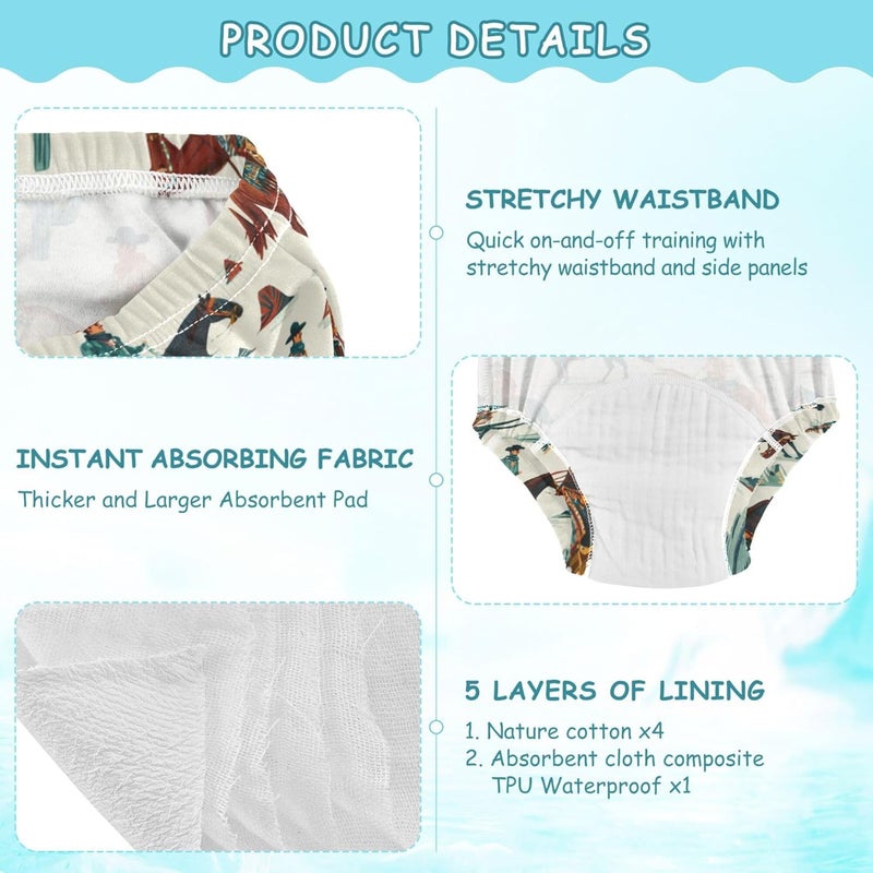 Mazeann Toddler Potty Training Underwear Cotton Absorbent Soft Baby Girl Boy Potty Training Pant - Image 3